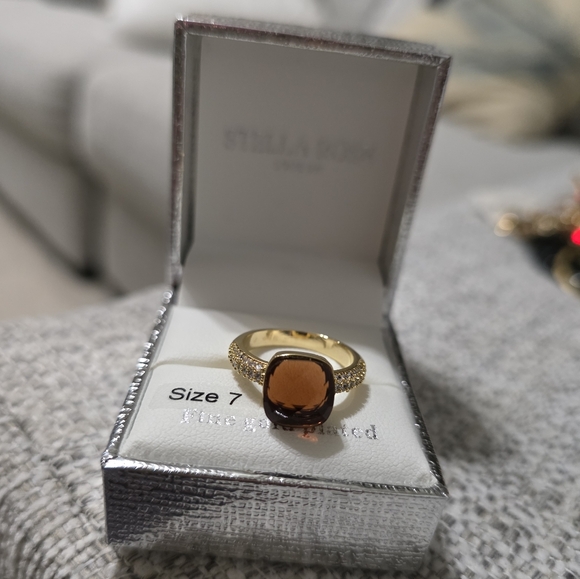 Stella & Dot Gold Ring with Rich Brown Stone Size 7 - Picture 7 of 9
